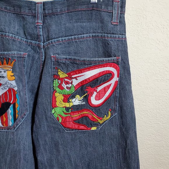 Black Jeans 36x32 Embroidered Pockets - Picture 4 of 5